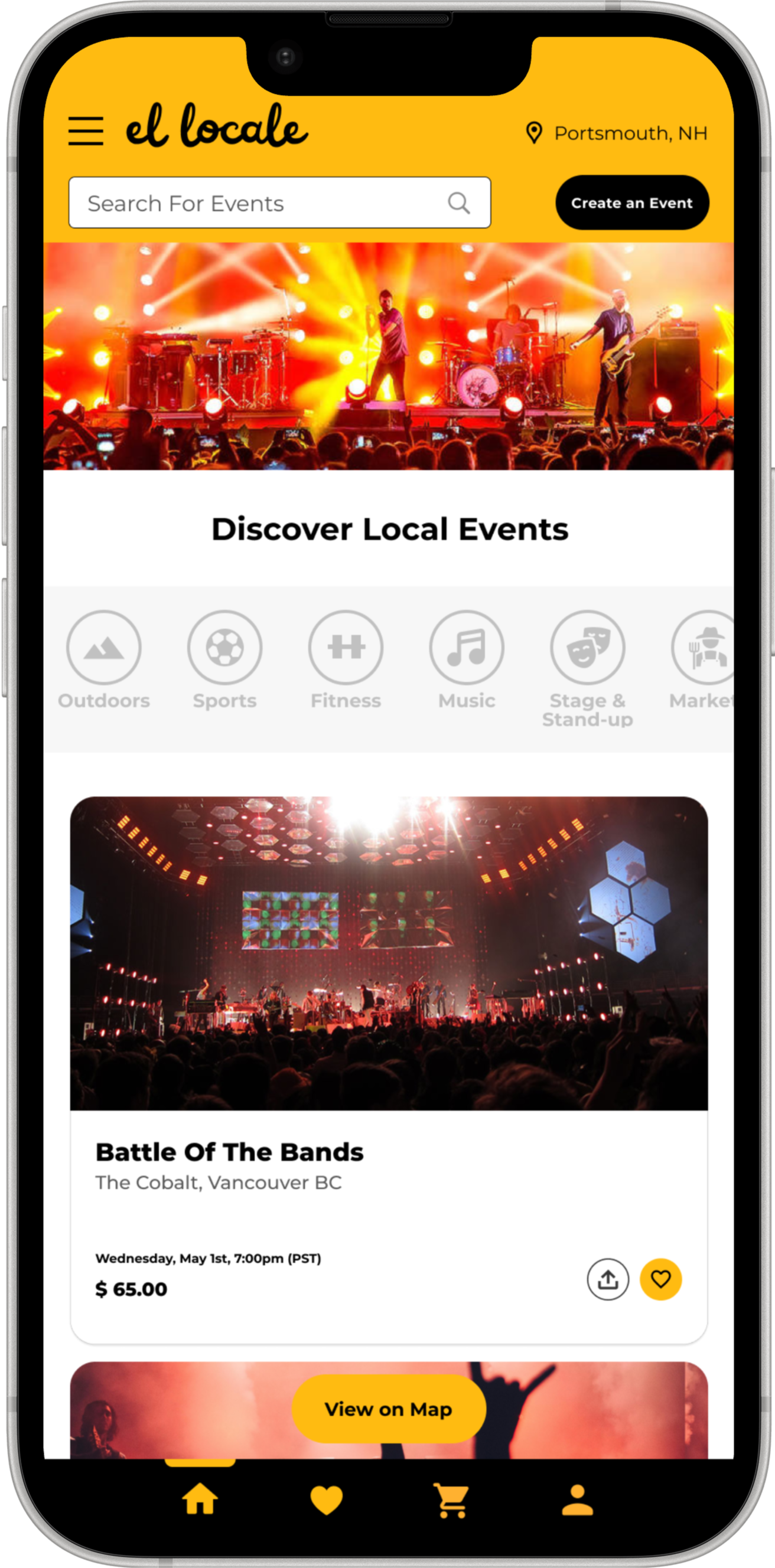 El Locale Discover Screen – Browse local events